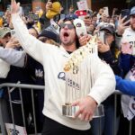 Brewers' World Series celebration gets rowdy as star makes outrageous beer promise, coach sings karaoke